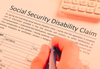 Person fills out a Social Security Disability claim form after the age of 50.
